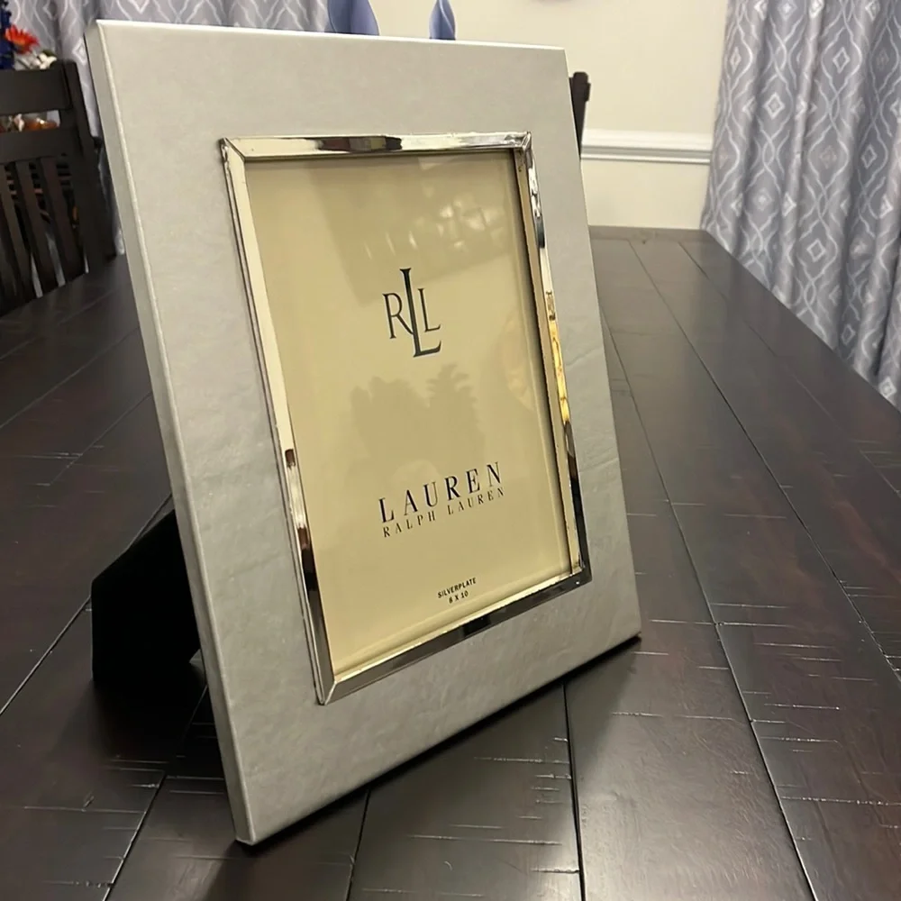 Ralph Lauren Mayfield Silver Leather Picture Photo Frame 8”x10” vintage